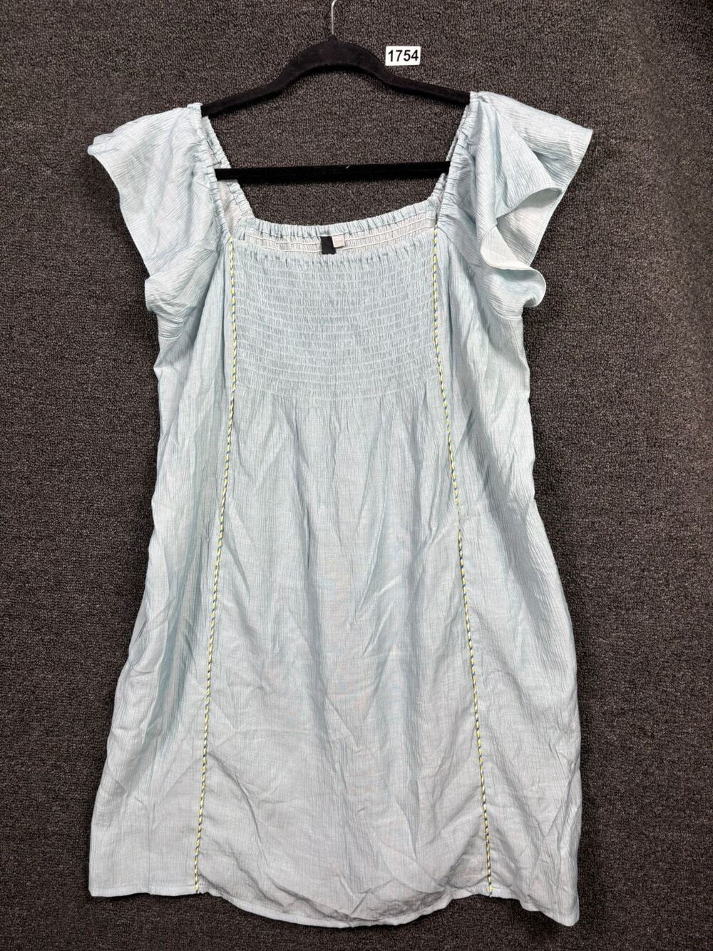 Kut From the Kloth Chambray Mini Sundress Dress Womens L Ski Blue Off Shoulder